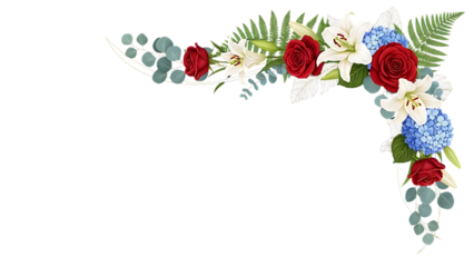 Elegant floral corner design isolated on transparent background