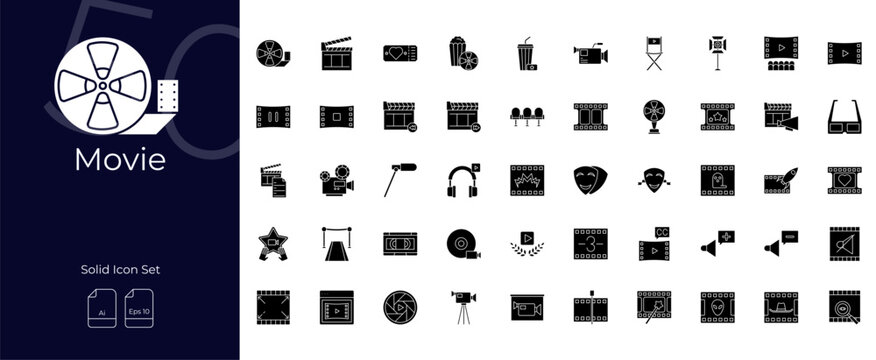 Movie Solid Editable Icons set