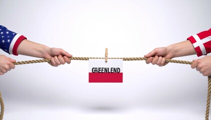 USA Denmark tug-of-war over Greenland symbolizing geopolitical tension and territorial competition