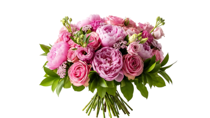 Elegant pink rose bouquet isolated on transparent background