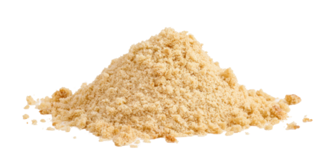 A Pile of Finely Crushed Biscuit Crumbs, Perfect for Making Cheesecake Bases or Dessert Crusts, Is Shown Isolated on a Transparent Background.