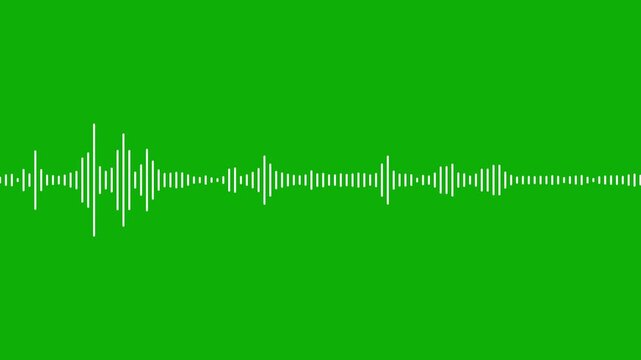 Soundtrack wave equalizer- Podcast sound waves for online audio streaming motion on green screen background. Audio wave digital frequency. Music waves oscillation. Frequency audio waveform spectrum.