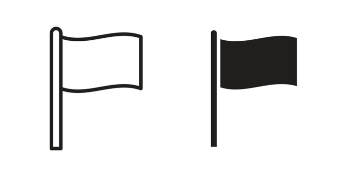 Flag icons in filled, thin line, outline and strokes
