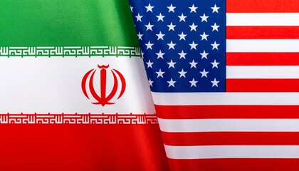 Iran and US flags side by side symbolizing contrast and geopolitical relationship