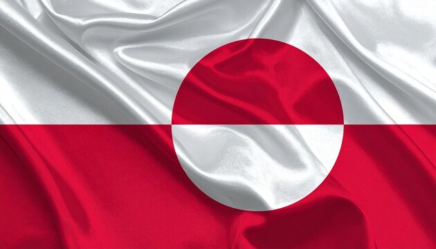 Greenland national flag with red and white bands and counterchanged disk symbolizing sunset and identity