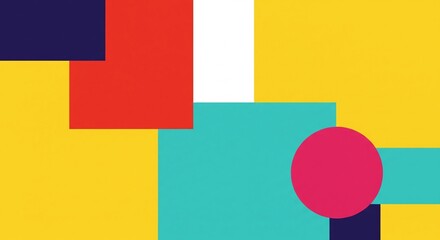 Abstract colorful background with squares and stripes featuring 3d blank sticky notes and empty paper message sheets for business office reminders