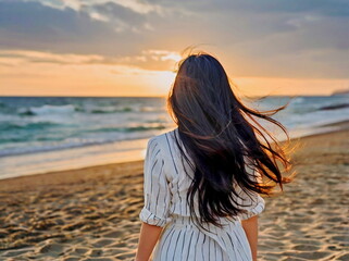 波打ち際の淑女