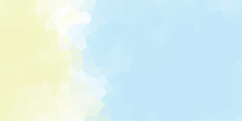 Soft pastel geometric mosaic background with a gradient from pale yellow to light blue, featuring crystal-like polygonal shapes for a clean design