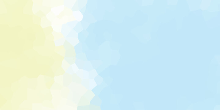 Soft pastel geometric mosaic background with a gradient from pale yellow to light blue, featuring crystal-like polygonal shapes for a clean design