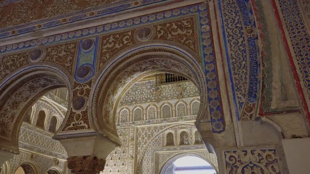 Fine decorations of the Royal Alcazar in Seville, Spain