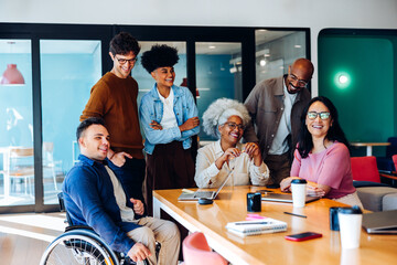 Business meeting with diverse team at office