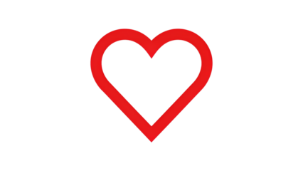 Red Heart Outline Icon on transparent background