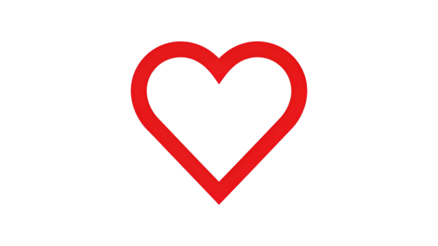 Red Heart Outline Icon on transparent background - Powered by Adobe