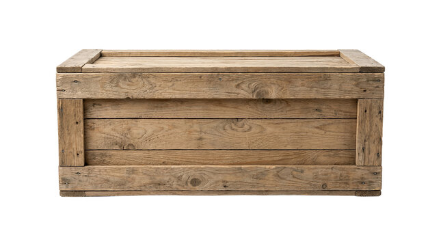 Rustic Wooden Crate for Storage and Shipping. transparent background