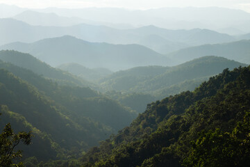 Scenic Layered Mountains with Hazy Atmospheric Perspective