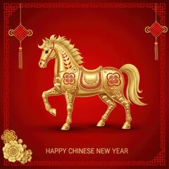 Golden horse celebrating chinese new year