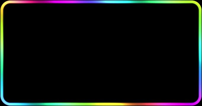 Loop Colorful glowing neon rectangular frame