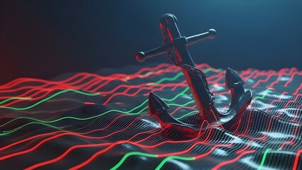 Concept of stability and emotional control in trading with heavy anchor symbol