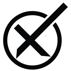 Obraz premium Black checkmark in a circle symbol for forbidden or incorrect universal sign