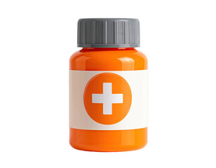 Fototapeta premium A 3D rendered orange medication bottle with a white label and a grey cap