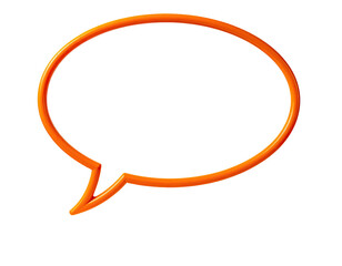 Fototapeta premium Glossy, orange-outlined speech bubble against a black background. Simple, effective icon for text