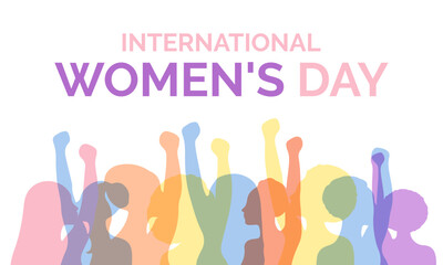 International Women s day, celebrated on March 8, honors women s achievements and promotes equality and empowerment worldwide. Silhouettes of women from various cultures and nations. Banner poster.