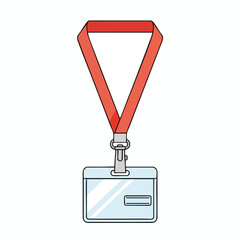 Blank ID Badge with Red Lanyard