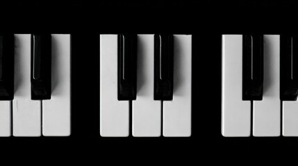 Naklejka premium Close up view prominently displays segments of white and black keys on a musical instrument against a dark background