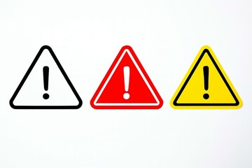 Warning signs with exclamation marks in different colors