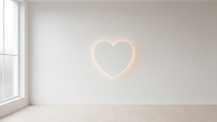 Minimalist White Wall with Heart Silhouette &ndash; Modern Design