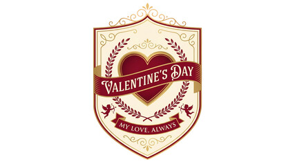 Valentine's Day badge isolated against transparent background.
