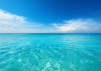 Clear Turquoise Ocean and Blue Sky Background