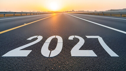 2027 New Beginning Journey Road to Success Concept