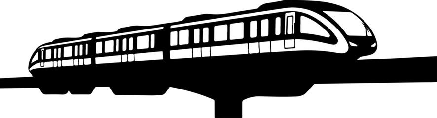 Modern Train Silhouette &ndash; Urban Rail Transportation Art

Monorail Silhouette Illustration &ndash; City Transit Design

High-Speed Train Silhouette &ndash; Minimal Transportation Artwork