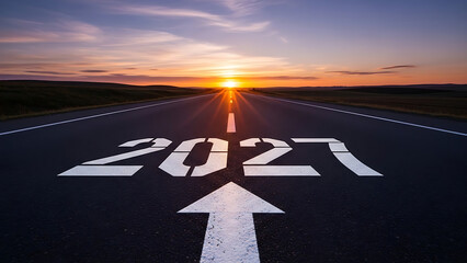 new year 2027 goal setting journey road concept