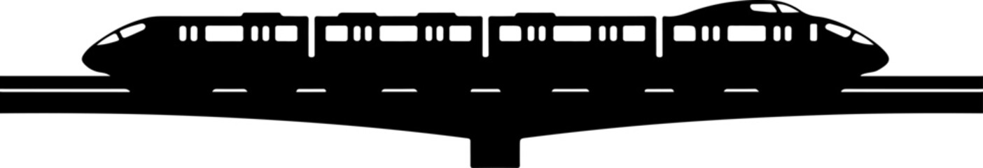 Modern Train Silhouette &ndash; Urban Rail Transportation Art

Monorail Silhouette Illustration &ndash; City Transit Design

High-Speed Train Silhouette &ndash; Minimal Transportation Artwork