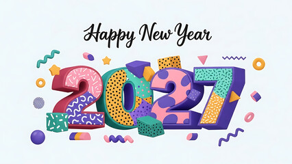 Bright Colorful New Year 2027 Festive Background