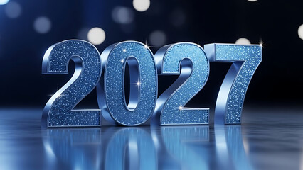 futuristic 2027 new year background with bokeh lights