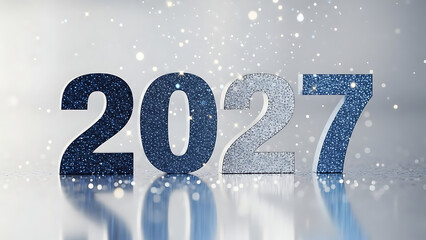 Happy New Year 2027 Winter Snow Concept with Sparkle Effect