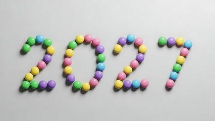 2027 Colorful Candy New Year Concept