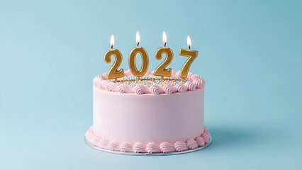 Birthday Cake With 2027 Candles Celebration Concept