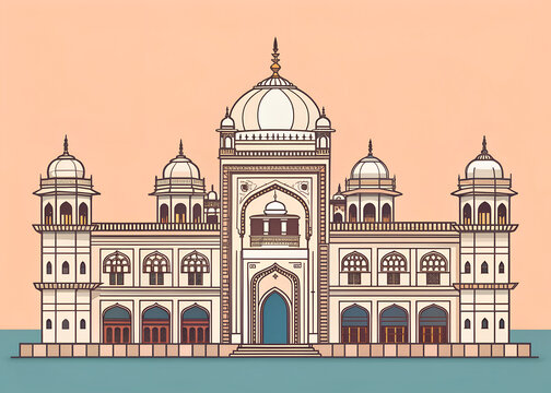 Minimalist vector depiction of Bhuj Aina Mahal