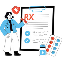 Doctor with Prescription and Pills Illustration