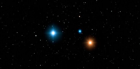 Two Bright Stars in a Dark Night Sky with Numerous Smaller Stars.
