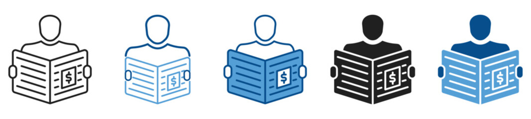 News icon set in multiple styles