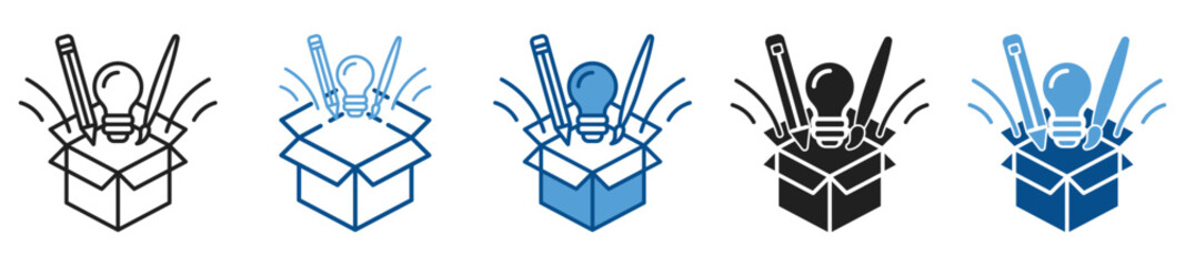 Creativity icon set in multiple styles