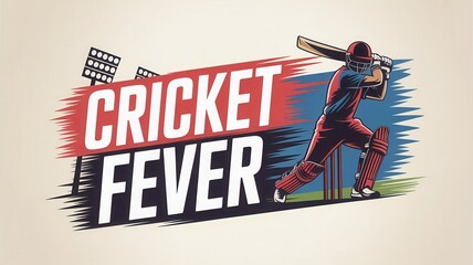 Excited cricket player in action with Cricket Fever text