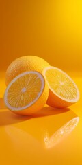 Vibrant Oranges on a Sunny Yellow Background with Reflection.