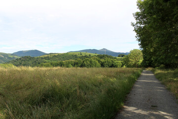 Fototapeta premium Rural scenery after leaving Espinal along the Camino de Santiago route in Navarre, July 2024.