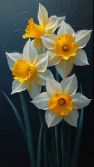 Daffodils. Acrylic painting on canvas.